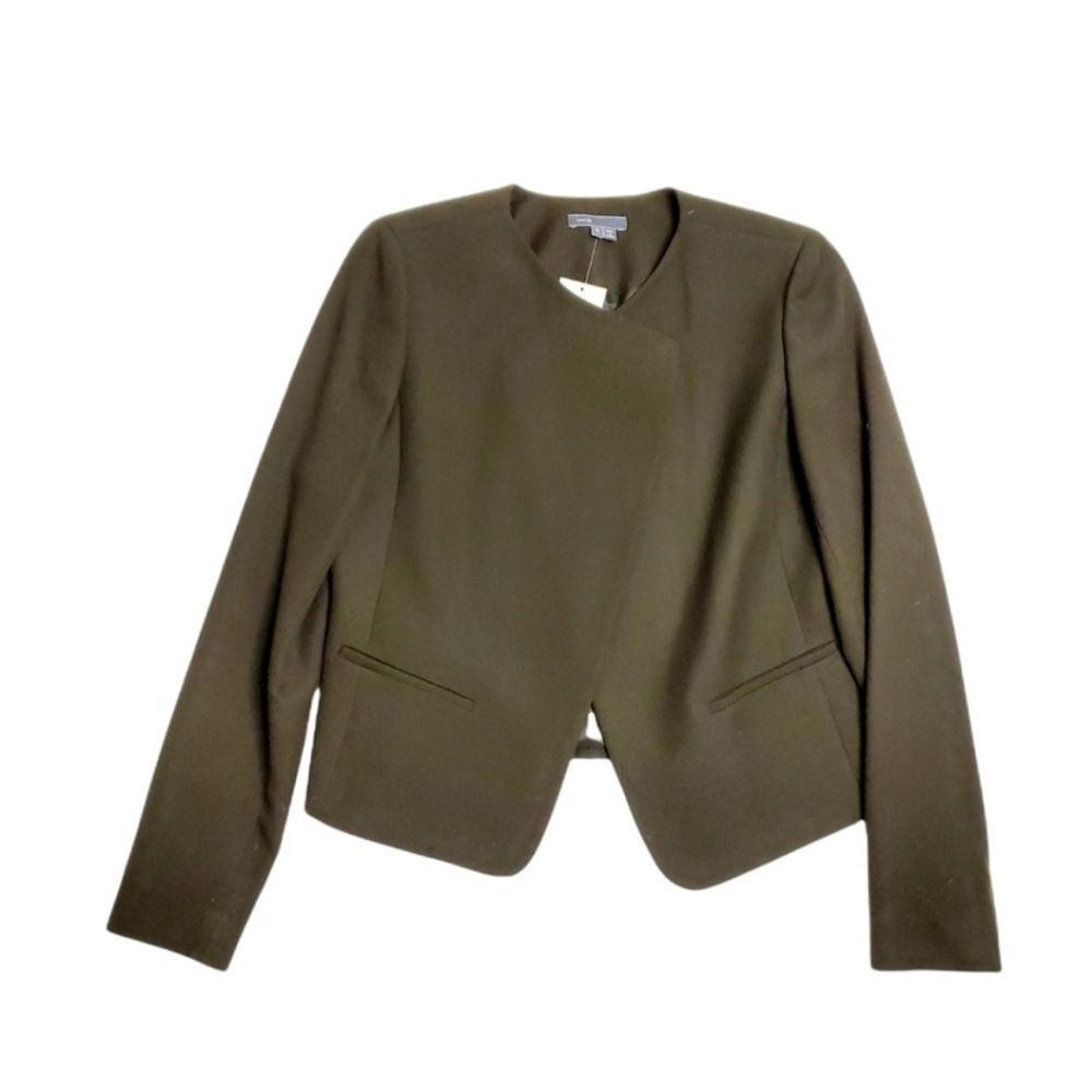 Vince olive green wool blazer size 6 P2P 17.5” - Picture 5 of 9